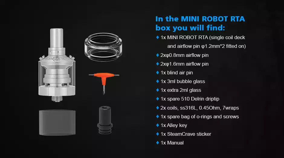 atomizor Mini Robot RTA 3ml argintiu